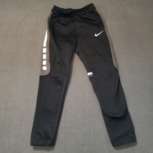 Nike Elite Basketball Pants Kids Large Black‎ Fleece Lined Athletic Joggers